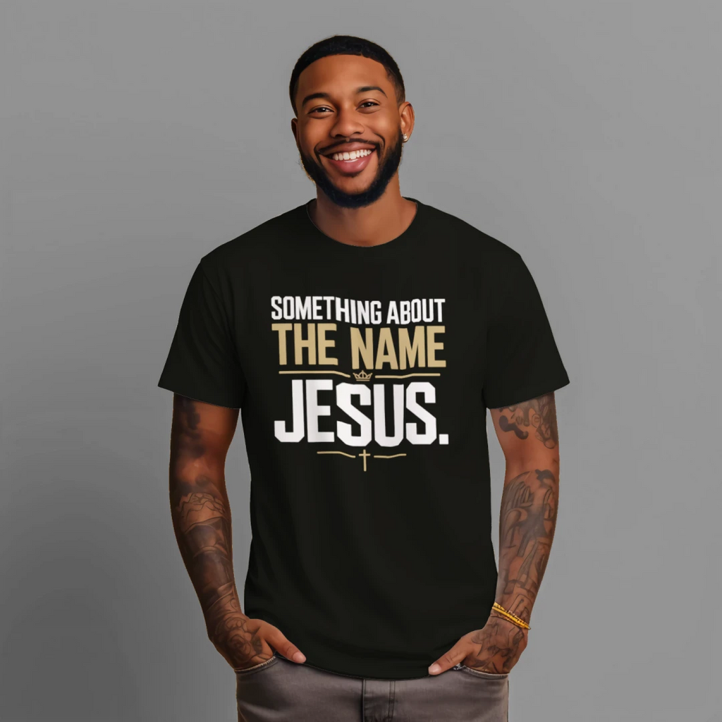 Something About The Name Jesus — Streetwear Heavyweight Tee | Dripped in Grace
